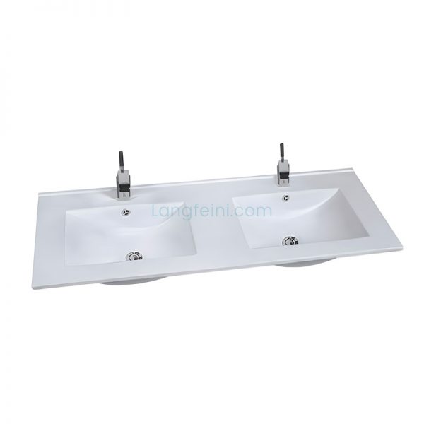 Double Bowl Bathroom Inset Sink, 1200mm Long Size Ceramic Basin LFN-1307